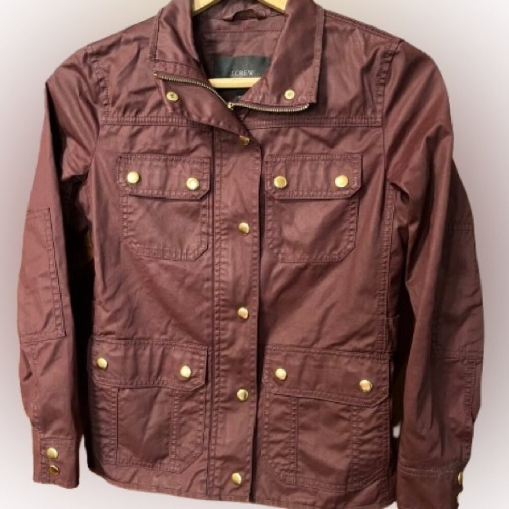 J. Crew Downtown Field Wine Jacket with Gold Buttons Size PXS